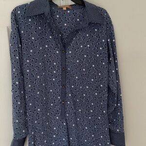 Ellen Tracy Blue Long Sleeve Dress with Dots